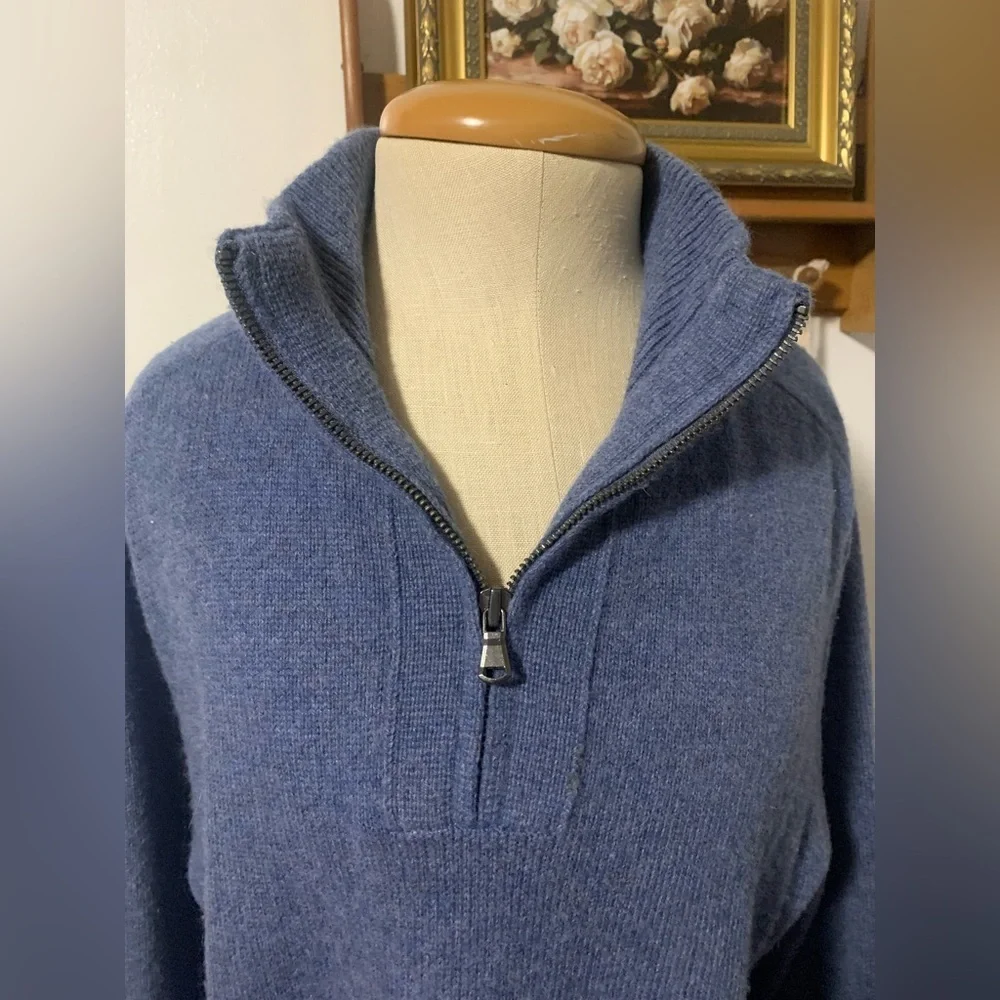 J. Crew Men's Blue 1/4 Zip Slim M Merino Wool Alpaca Blend Sweater Elbow Patches